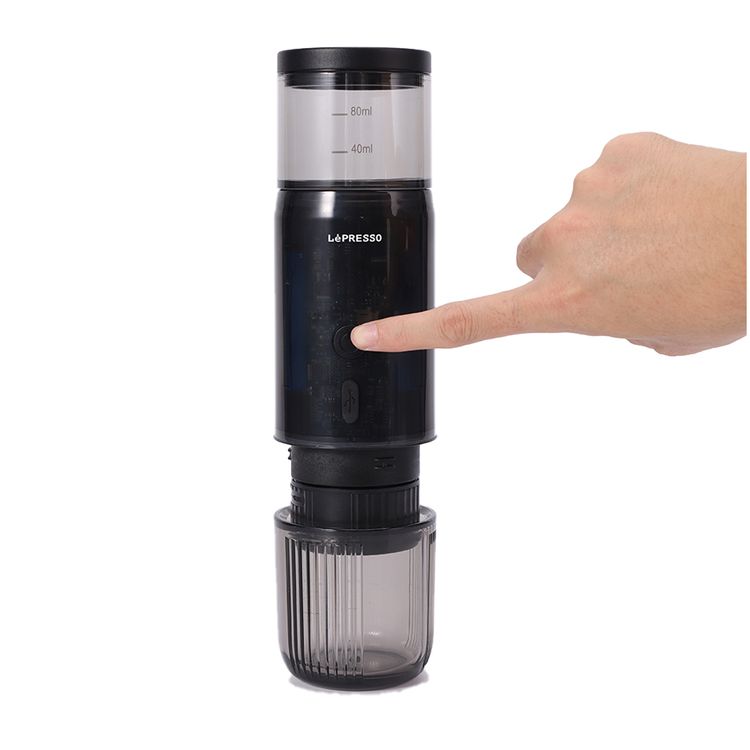 LePresso Portable Mini Espresso Machine, 80mL Water Tank Capacity, Type-C Charging Port, Food Grade Stainless Steel Material - Black