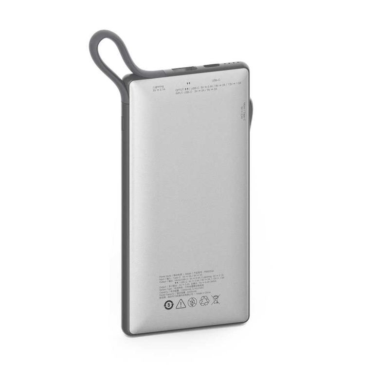 Powerology 6 in 1 Power Bank Station 10000mAh With Built-in Cable, Portable Power Bank, 1 Rapid Recharging Station, Type C Charging Ports - White