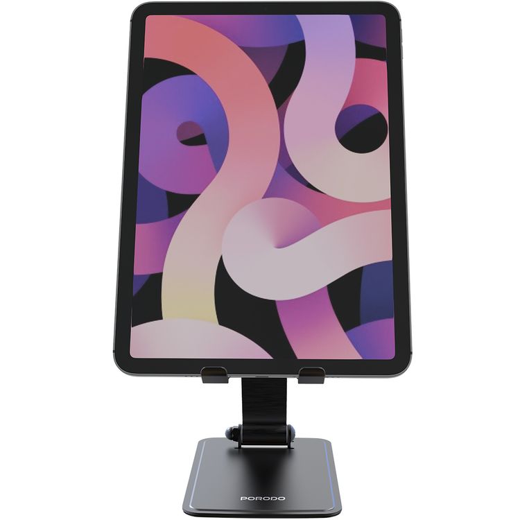 حامل سطح مكتب قابل للطي من بورودو مع قاعدة مضادة للانزلاق، دوران 360 درجة، متوافق مع الأجهزة بمقاس من 4.7 إلى 13 بوصة، زاوية رؤية قابلة للتعديل، أفقي ورأسي، متوافق عالميًا - رمادي