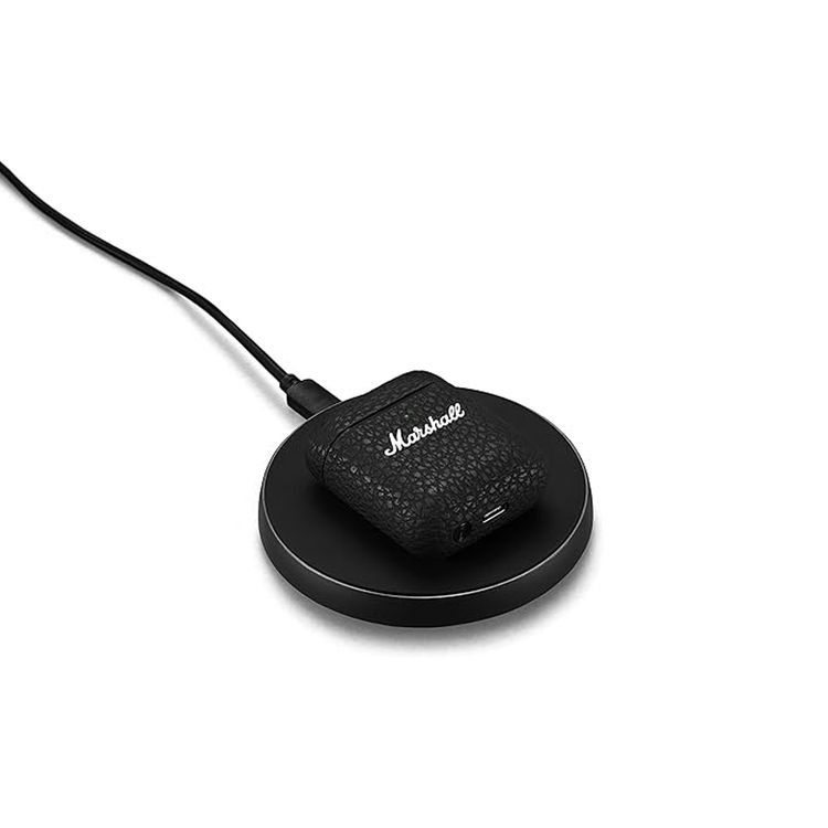 Marshall Minor III Wireless Earbuds, 25 Hours Playtime, Intuitive Touch Controls, Fast & Wireless Charging, Water Resistant, Custom Tuned Drivers, Marshall Signature Sound, 10m Bluetooth Range - Black