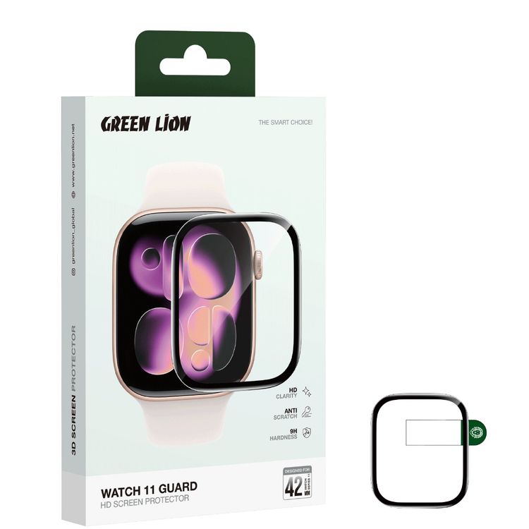 Green Lion HD Screen Protector for Apple Watch Series 11 (42mm), 9H Hardness, Full Protection, Anti-Scratch, Anti-Fingerprint - Clear