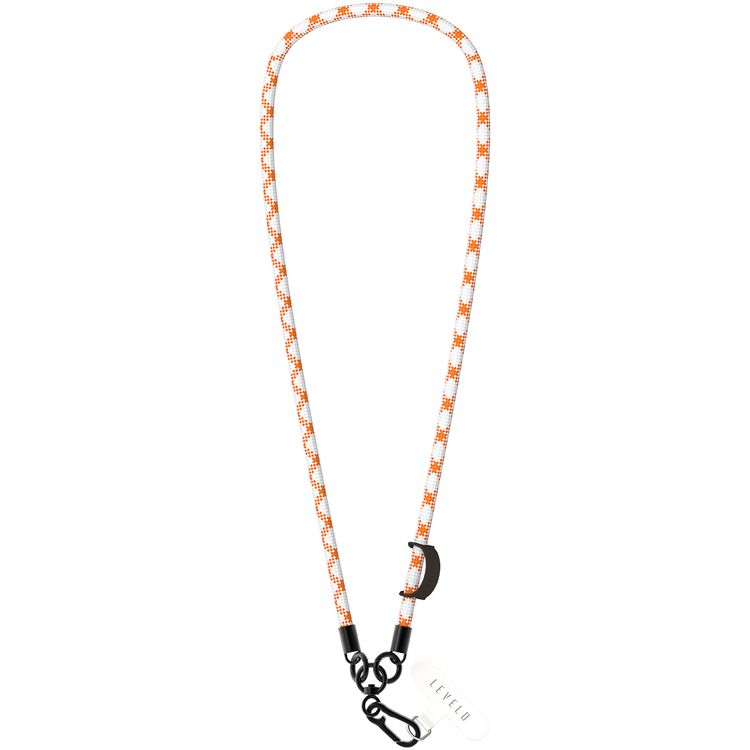 Levelo Everly Phone Crossbody Lanyard, 1.2m, Polyester Fiber, Metal Finish, Lightweight, Durable Material, Adjustable Straps, Universal Compatibility, Hypoallergenic Material - Orange / White