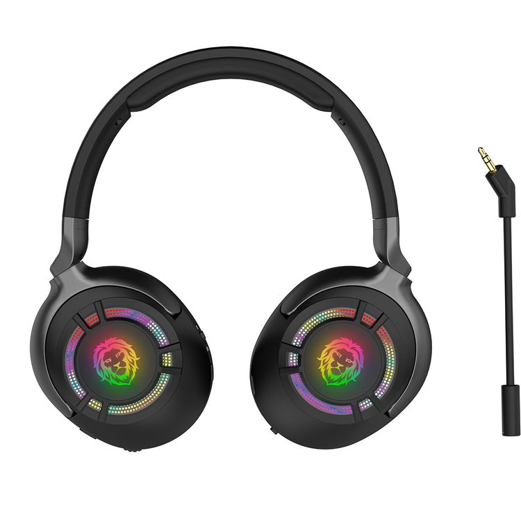 Green Lion Shadow ANC Gaming Headset with 50 Hours Play Time, 50 mm Dynamic Driver, Immersive Audio Experience, Multi-Device Compatible, Detachable Boom Microphone, ANC Noise Block Out, 2.5 Hours Charging Time, Bluetooth Version 6.0, 10m Operating Distance - Black Color