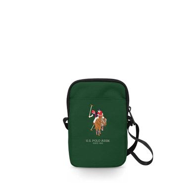 حقيبة هاتف من يو إس بولو أسن، مزودة بحزام كتف قابل للتعديل، سهلة الحمل، خفيفة الوزن، مصنوعة من مادة نايلون عالية الجودة، متعددة الجيوب - خضراء