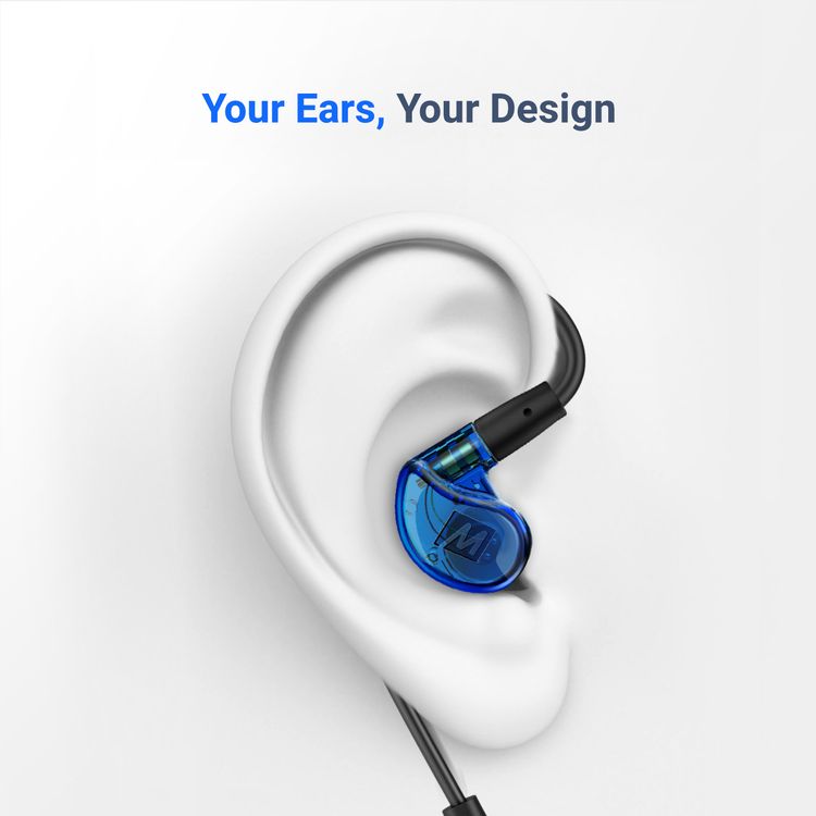 MEE Audio M6 Pro 2nd Generation In-Ear Monitors Headphones Wired + Wireless Combo Pack: Includes Stereo audio Cable and Bluetooth audio Adapter (Blue)