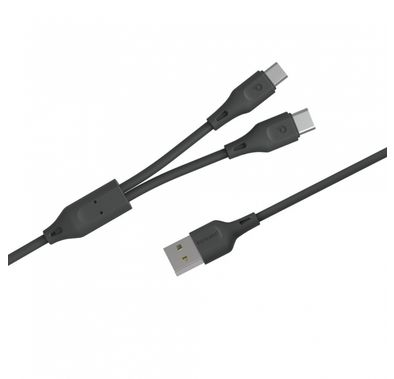 Porodo PVC 2 in 1 Cable 1.2M - Black
