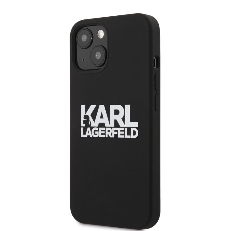 CG MOBILE Karl Lagerfeld Liquid Silicone Case Stack Logo Compatible for iPhone 13 (6.1") Easy Access to All Ports, Scratch Resistant, Drop Protection Back Cover