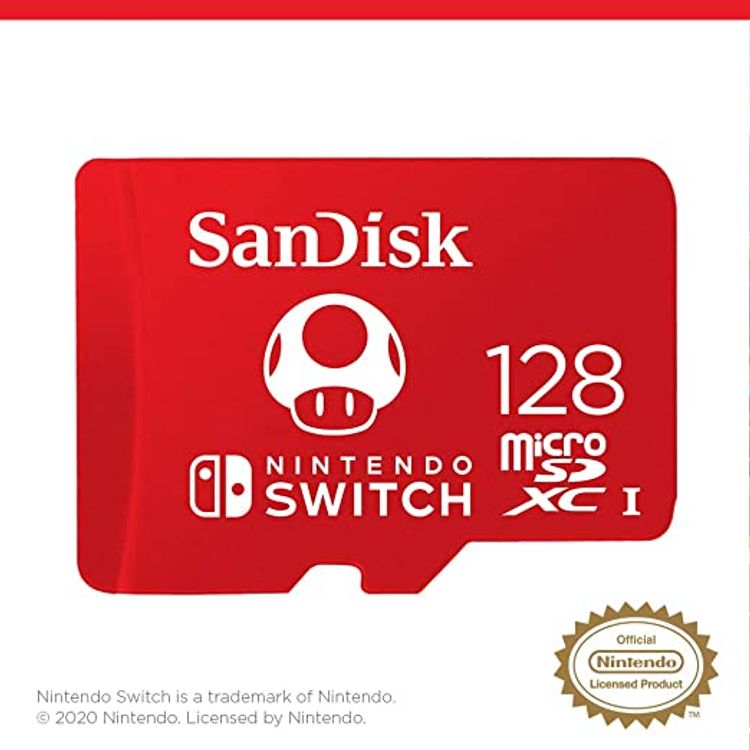 SanDisk 128GB MicroSDXC UHS-I Memory Card for Nintendo Switch - SDSQXAO-128G-GNCZN - Red