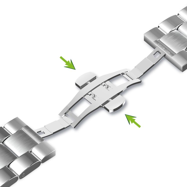 Green Lion Metallic Acero Correa Watch Strap for Apple Watch 42/44mm, Stainless Steel Material, Comfortable Fit, Easy Installation, Adjustable Metal Link Strap - Silver