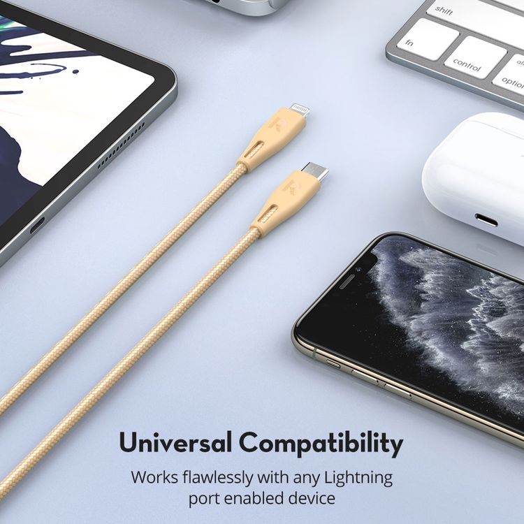 iPhone Cable to Type-C RAVPower RP-CB1004GLD Lightning Cable to Type-C - Gold