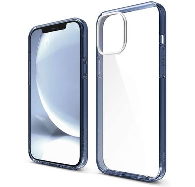 Elago Hybrid Case Compatible for iPhone 12/12 Pro (6.1"), Shock Absorbing Case Suitable Wireless Charging, Screen & Camera Protection - Jean Indigo