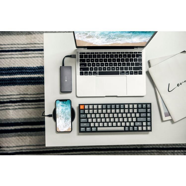 لوحة المفاتيح الميكانيكية اللاسلكية Keychron K2 84 Keys Hotswappable Gatetron G Pro مع مفتاح RGB وأحمر - أبيض أسود