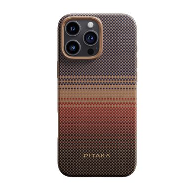 Pitaka Military Grade Case for iPhone 16 Pro, Military-Grade Shockproof Case, Built-in NFC, Raised Camera Lip, MagSafe Compatible - Sunset