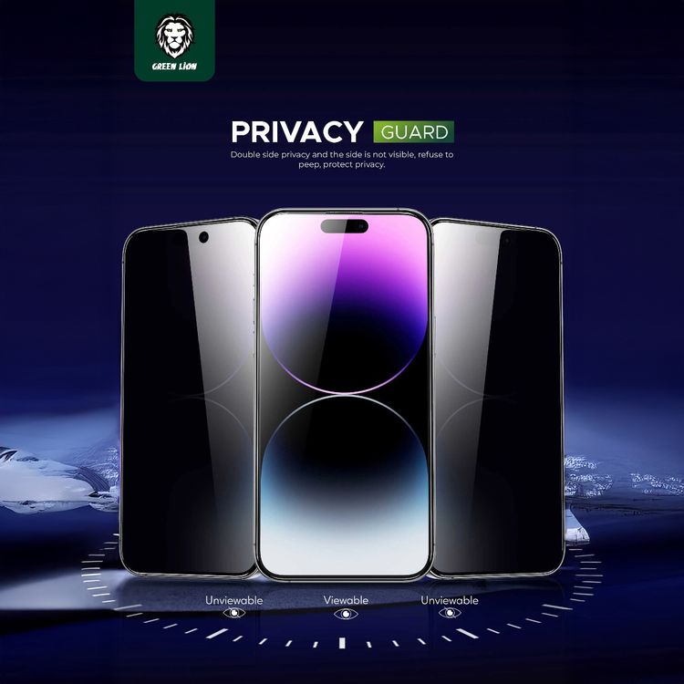 Green Lion 9H Steve Privacy Screen Protector for iPhone 15 Pro Max, Anti-Peeping for Side View Blocking, Anti-Fingerprint & Anti-Scratch, Grease Resistance, Bubble-Free Installation - Black