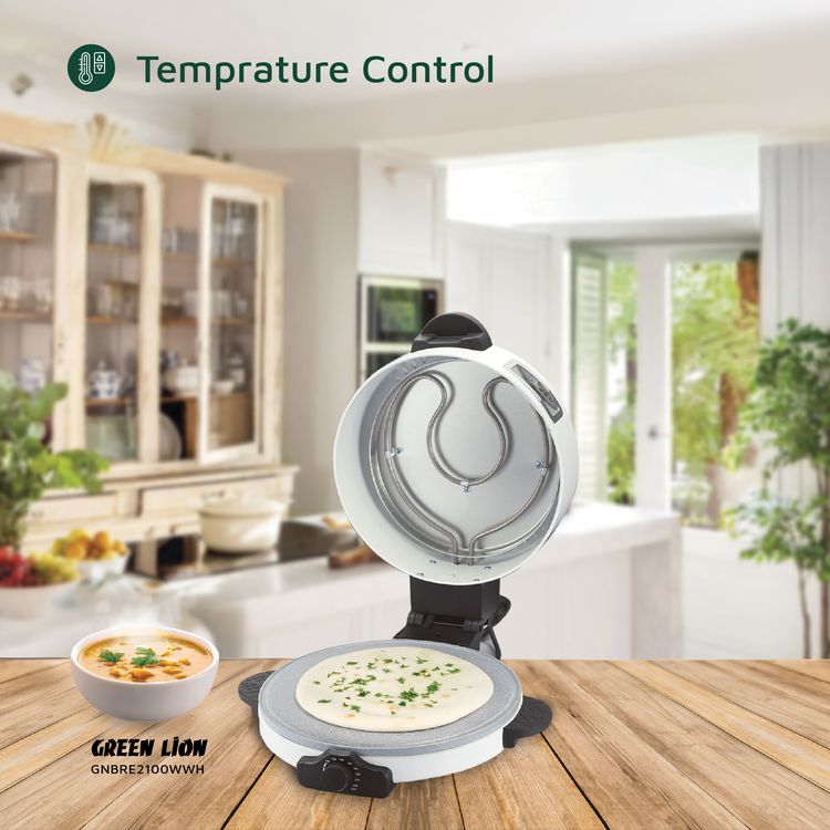 Green Lion Classic Bread Maker with Aluminum Alloy & Stainless Steel Material, 1.5m Power Cord, 100-240°C Temperature Control, Non-Stick Coating Plate, Dishwasher Safe – White