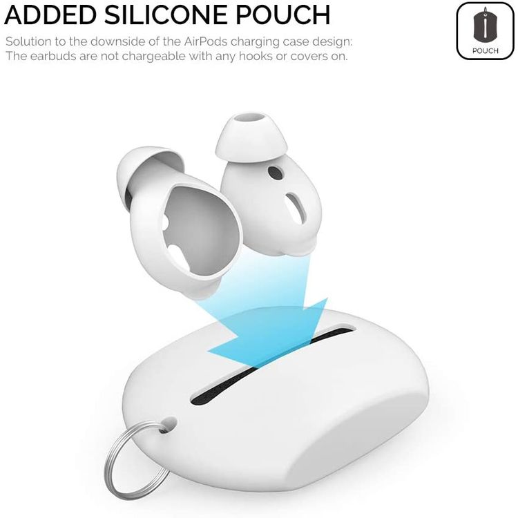 غطاء سيليكون AhaStyle لـ Airpods (3 أزواج كبيرة) - أبيض