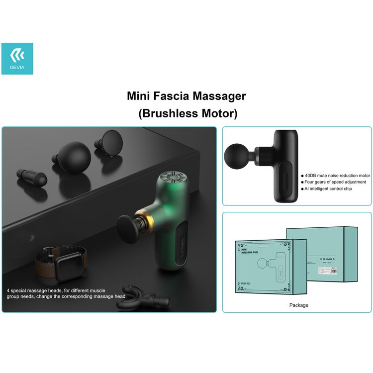 Devia 359644-BK Mini Fascia Massager { Brushless Motor } 2000mah 25W - Black