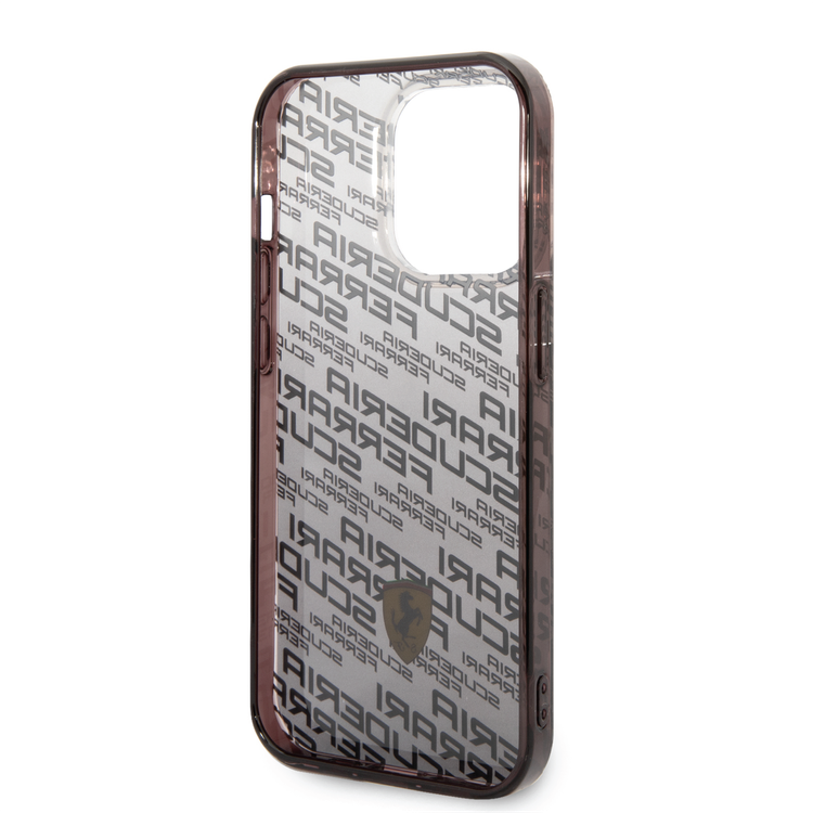Ferrari Gradient PC/TPU Case with Allover Scuderia & Dyed Bumper iPhone 14 Pro Compatibility - Black