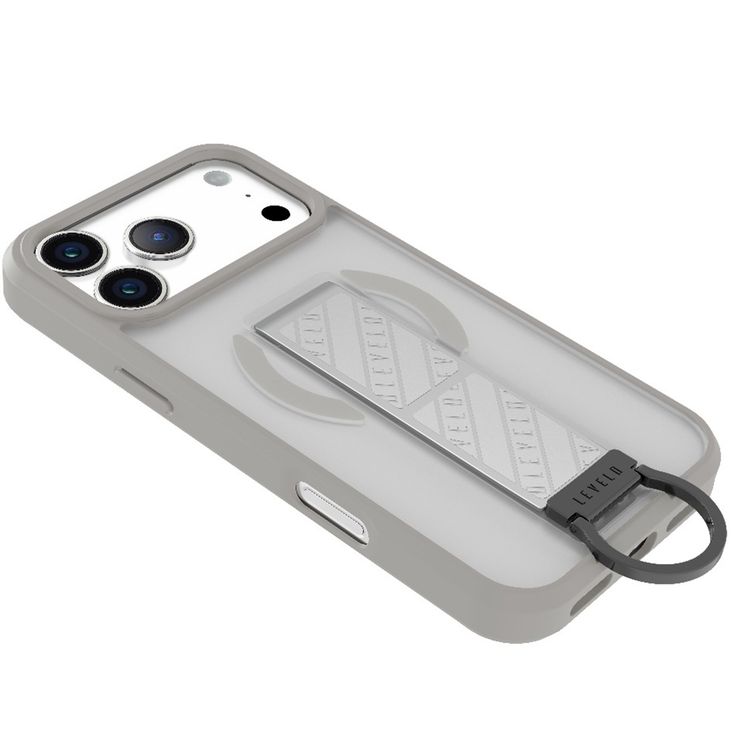 Levelo Morphix Clara GripStand MagSafe Case for iPhone 17 Pro, Raised Bezels for Camera & Screen, Strong Magnets, Shockproof Body & Matte Finish, Flexible D-Ring Stand, Anti-Fingerprint - Silverstone