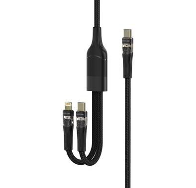 Green Lion 2 in1 Transparent Fast Charging Cable, Wide Co...