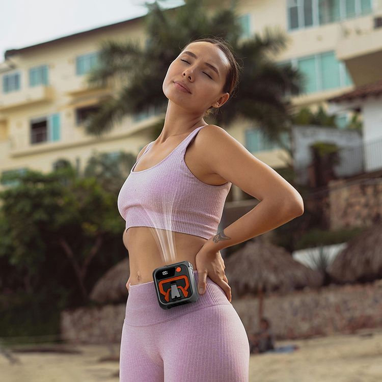 Porodo Lifestyle Multifunction Cooling Waist Fan with 10000mAh Power Bank, Flash Light, Powerful Wind, Digital Display, 5 Speed Levels, 40 Hours Working Time, 4 Hours Charging Time, Neck Strap - Orange / Brown