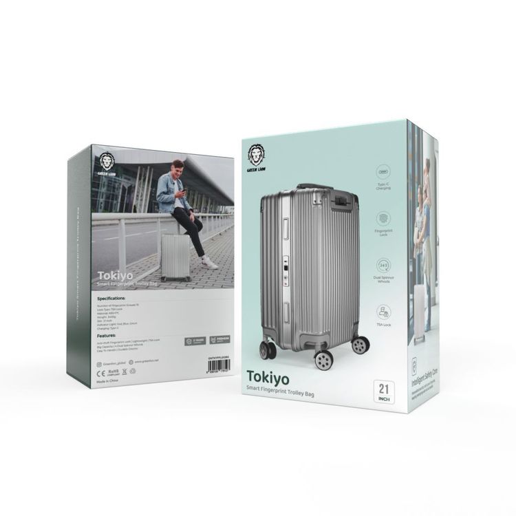 Green Lion Tokiyo Smart Fingerprint Trolley Bag  - Silver