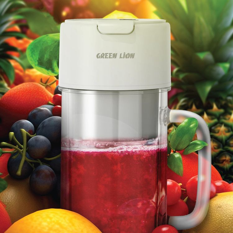 Green Lion Portable Blender Mug 2 with 400mL Mixing Capacity, 10-15 Uses per Charge Cycle, 55W Power, IPX6 Waterproof, 10 Powerful Blades, LED Display - White