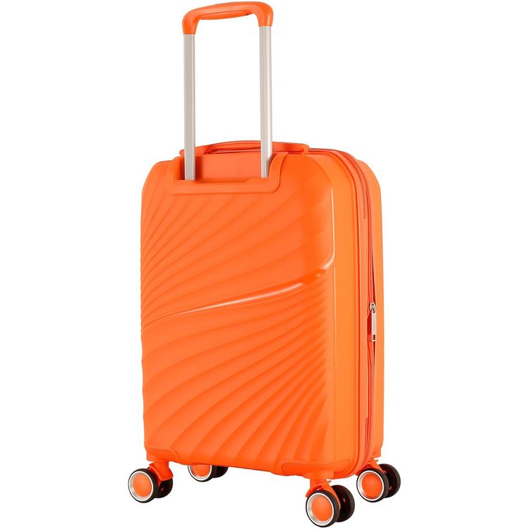 H.T Luggage Bag, Hard Case Polypropylene (PP) Material, Expandable, Telescopic Handle, Scratch Resistant, TSA Lock, Small Case Size - Orange