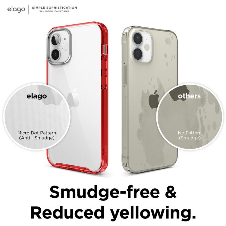 Elago Hybrid Case Compatible w/ iPhone 12 Mini (5.4")Ultimate Protection, Raised Bezel for more Protection, Supports Wireless Charge, Anti-Yellowing, Shock Absorbing Design-Red