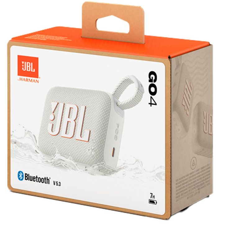 JBL Go4 Portable Wireless Speaker, 7 Hours Music Play Time, Water Proof & Dust Proof, Bluetooth Version 5.3, Rechargeable Battery, Vibrant Color Options, JBL Pro Sound - White