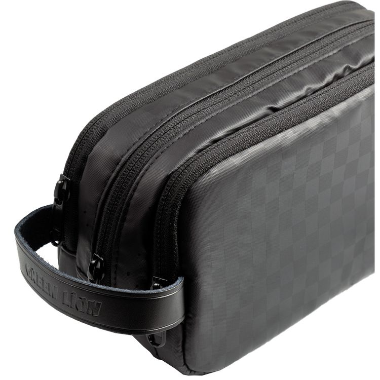 Green Lion Elegant Pouch with 600D Polyester & Leather Trim Material, Multifunctional Storage, Head Hang for Easy Carrying, Waterproof -  Gray / Black