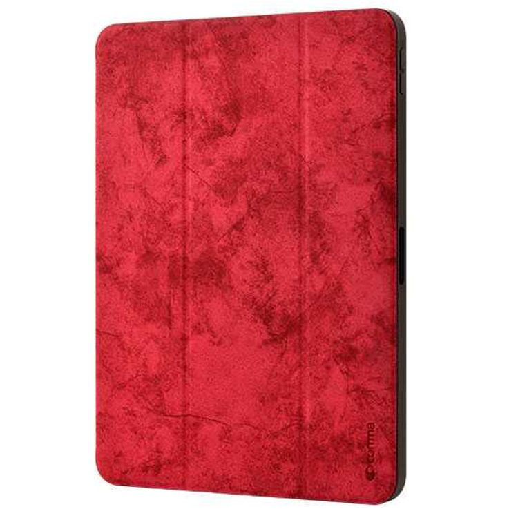 Devia Leather Case with Pencil Slot Compatible for Apple iPad Pro 12.9" ( 2018 ) Elegant & Slim Design 360° Full Protection Case - Three Fold Flip Stand Protective Cover - Red
