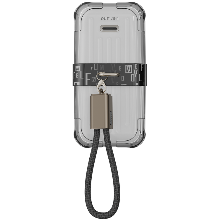 Levelo  Aerion Portable 10000mAh Power Bank with Luggage Design, LED Display, Over Current Protection, Lithium-ion Battery, Grip Cable, Fast Charging Support - White / Black  