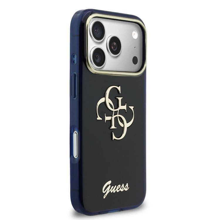 Guess IML Case with 4G & Script Logo for iPhone 17 Pro Max, Comfortable Grip, Easy Snap-On, Slim Profile, Lightweight, Durable Material - Navy Blue 