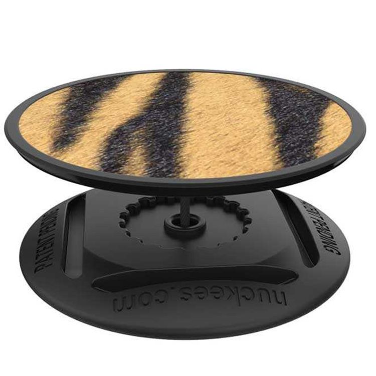 Nuckees Wild Animal Print Stand and Grip with Snug-hug Technology Compatible for Smartphones - Magnetic Mount Friendly Kickstand - 360° Viewing - 4-way Locking Stand - Tiger