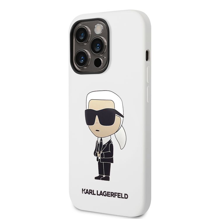 Karl Lagerfeld Magsafe Liquid Silicone Case With Ikonik NFT Logo iPhone 14 Pro Max - White