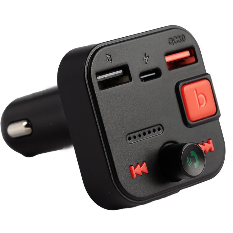 جهاز إرسال FM لاسلكي من بورودو بلو مع منفذي QC3.0 وType-C، وميكروفون عالي الجودة، وبلوتوث الإصدار 5.1، وقوة إجمالية 30 وات، وفتحة بطاقة Micro SD سعة 64 جيجابايت، ومكالمات بدون استخدام اليدين، وبث الموسيقى، وسهل السفر - أسود