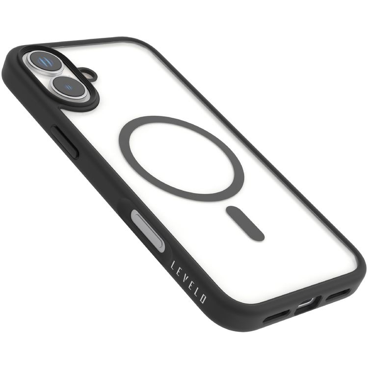 Levelo MagSafe Solo Case for iPhone 16, Clearview Technology, 3H Scratch Resistance, Hybrid Construction - Black 