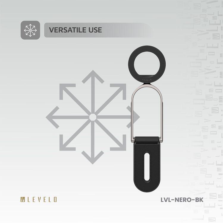 Levelo Nero MagSafe Car Holder & Selfie Stick with Foldable Design, N52 Magnet, Adjustable Angle, Strong Suction Type, Universal Compatibility - Black