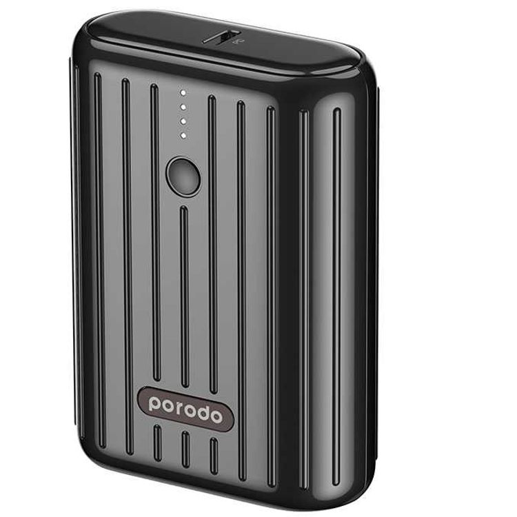 Porodo Power Bank 10000mAh QC3.0 with PD 20W, Dual Output, 3.5H Charging Time, Unique Design, Portable, Fast Charging  - Black