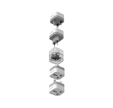 Porodo 150+ Countries Universal AC Adapters with UK, US, SA & EU Plugs, Portable & Multi-Functional Design, PC Material, 2500W High-Power Capacity, Built-in Safeguards - White