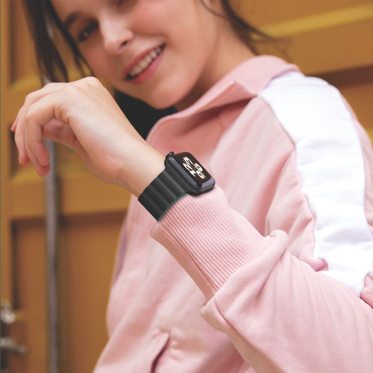 Viva Madrid VIVA-COSMO-BLKGRN44 Cosmo Magnetic Watch Strap For Apple Watch 42/44MM , Replacement Strap /Dual Color tone Lightweight Strap - Black / Green