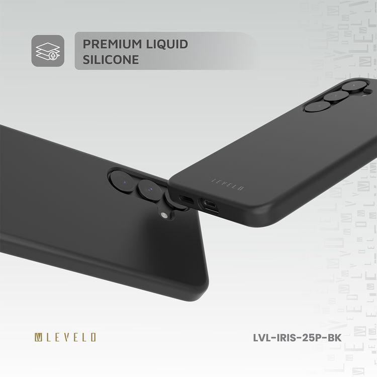 Levelo Iris Case for Samsung Galaxy S25 Plus with MagSafe Compatibility, Premium Liquid Silicone Material, Impact-Resistant Corners, Metal Camera Ring, Strong MagSafe Magnet - Black