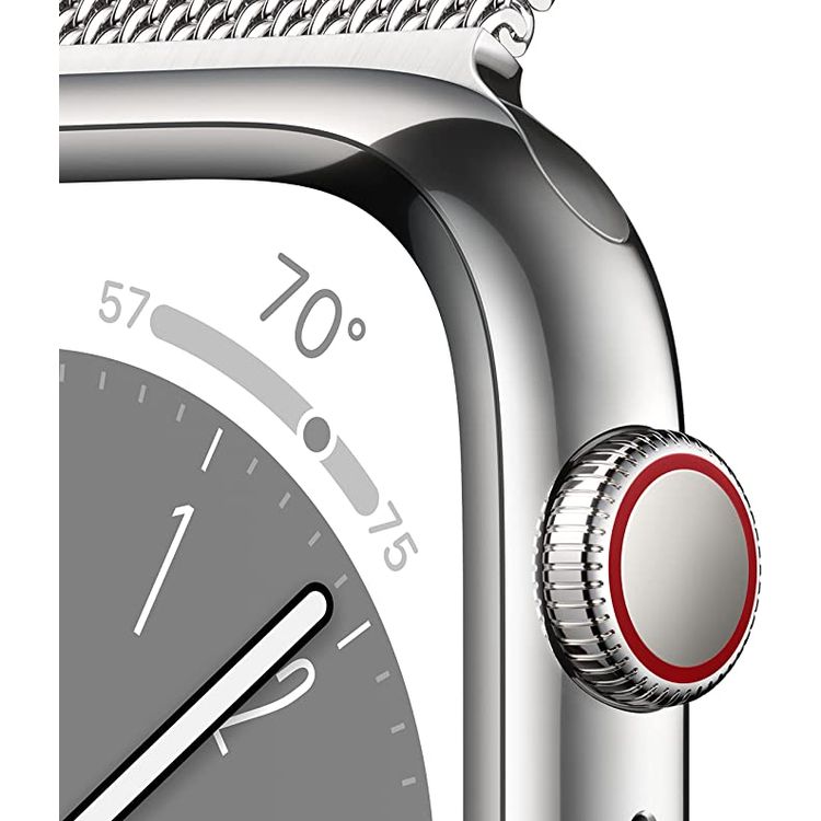 Apple watch series 8 (GPS + Cellular) - Silver Stainless Steel Case, Silver Milanese Loop - 45 MM