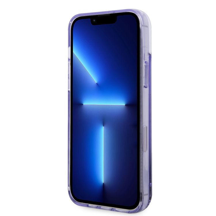 Guess Liquid Glitter Case With Translucent Triangle Logo - iPhone 14 Plus - Purple