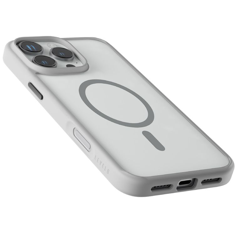 Levelo MagSafe Solo Case for iPhone 16 Pro Max, Clearview Technology, 3H Scratch Resistance, Hybrid Construction - Gray 
