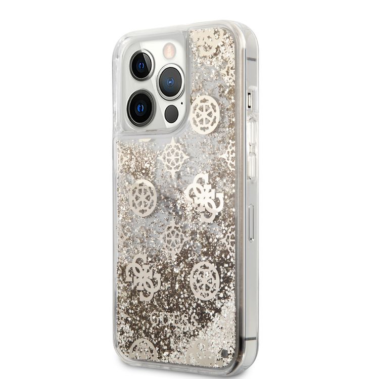 CG MOBILE Guess Liquid Glitter Case Electroplated Peony Logo Compatible for iPhone 13 Pro (6.1") Anti-Scratch, Easy Access to All Ports, Shock Absorption