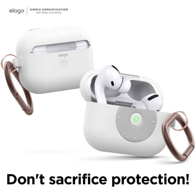 Elago AW6 Hang Case Compatible for AirPods Pro, Old School Music Player Design, Scratch Resistant, Shock Absorption, Drop Protection, & Dustproof Protective Silicone Cover