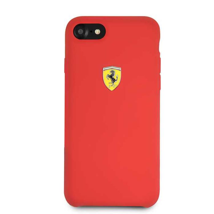 CG MOBILE Ferrari SF Silicone Phone Case Compatible for iPhone 8 / 7 | Protective Mobile Case Officially Licensed - Red