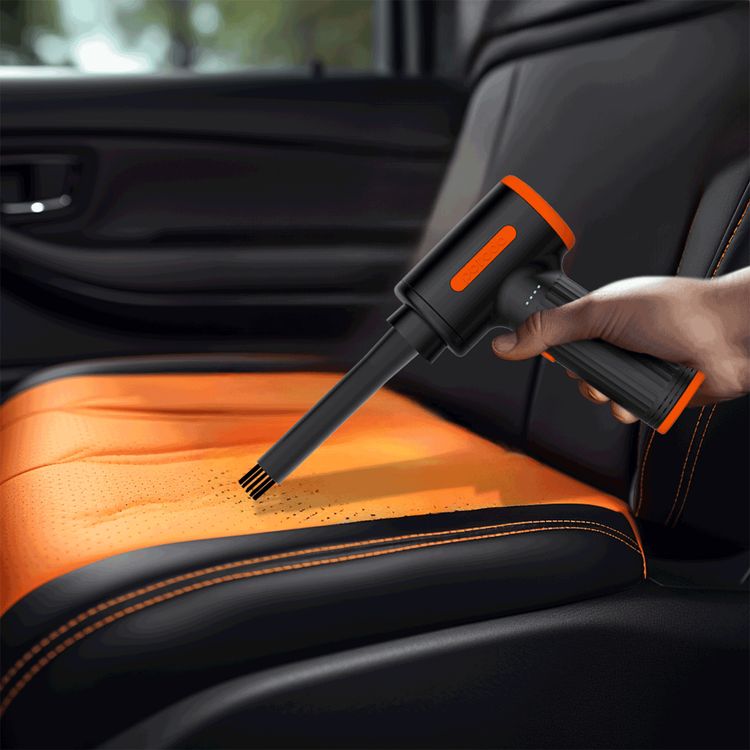 Porodo Handheld Air Duster with 6 Replaceable Nozzles, Up to 30 Minutes Working Time, Air Vacuum Function, 7500mAh Battery Capacity, 3 Speed Levels - Black